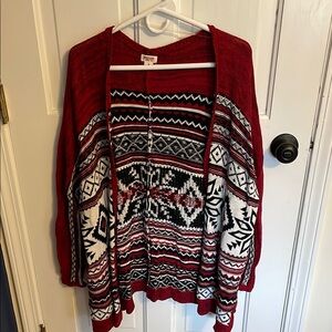 Red Patterned Women's Sweater